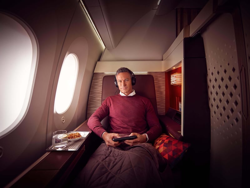 The first-class cabin has a private suite and an a la carte menu. Photo: Etihad Airways