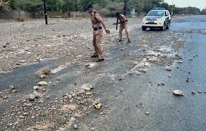 Conditions were worst in the capital Muscat, where the water carried debris on to roads. Photo: Royal Oman Police