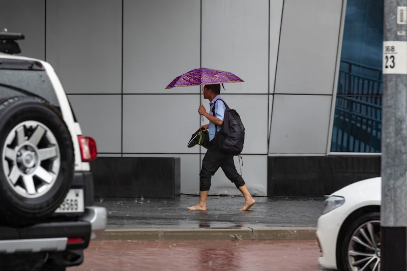 Heavy rain fell for several hours in Dubai on Tuesday morning, in what forecasters said was the first wave of stormy weather.
Antonie Robertson / The National