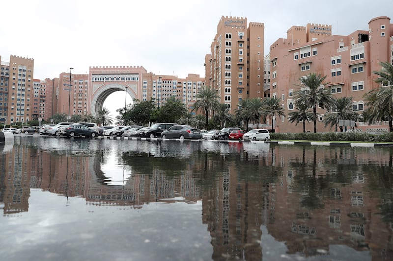 Heavy rain caused flooding near Ibn Battuta mall in Dubai. Pawan Singh / The National