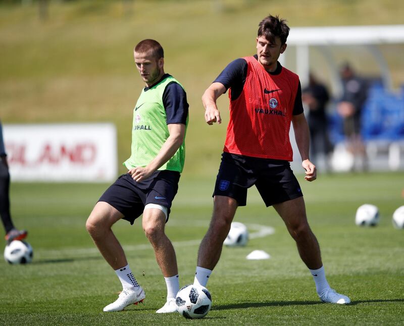 England's Eric Dier and Harry Maguire during training. Carl Recine / Action Images via Reuters