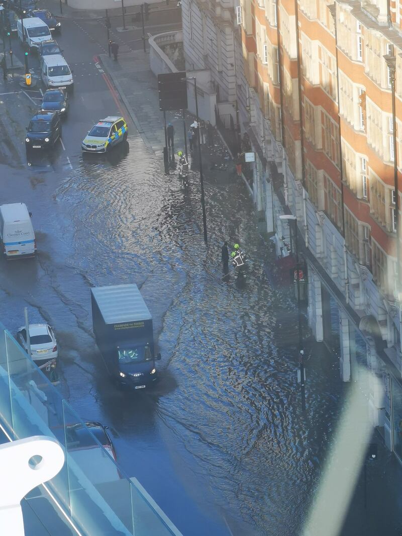 Flooding seen between Hyde Park Corner and Knightsbridge underground stations after heavy overnight rain. @_James_78/Twitter