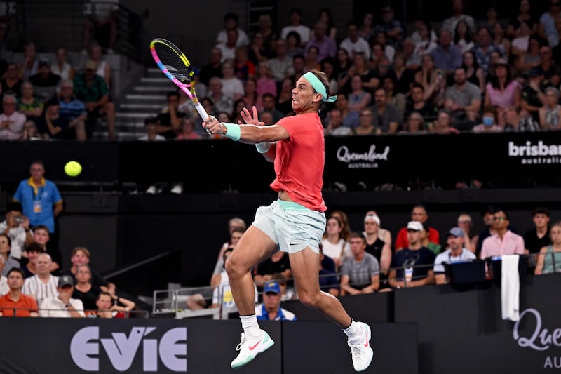 Spain's Rafael Nadal hits a return. AFP