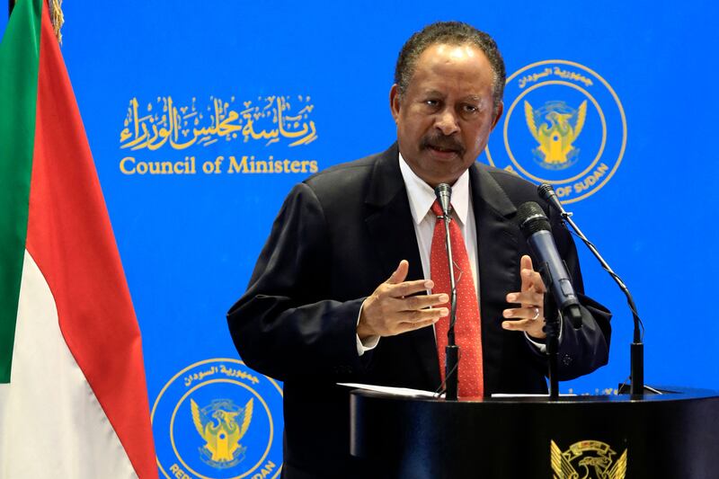 Sudanese Prime Minister Abdalla Hamdok addresses the Council of Ministers in the capital Khartoum on August 15. AFP