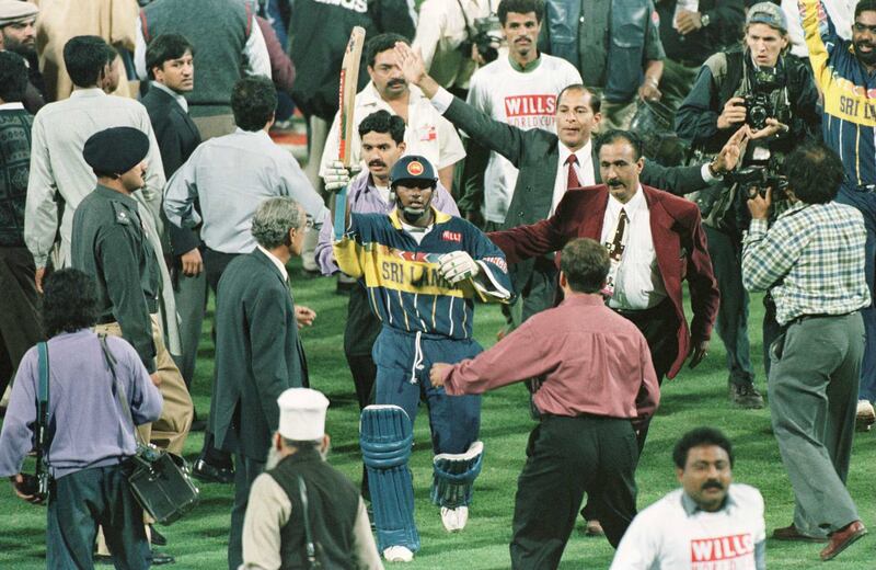 4. 1996 World Cup, Sri Lanka beat Australia by seven wickets. Aravinda de Silva scored a hundred in the final in Lahore as Sri Lanka – equipped with a thrilling new game plan of all-out attack from the top of the order – shocked the world. Getty