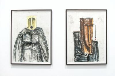 DUBAI, UNITED ARAB EMIRATES - Jan 24, 2018. 

Artworks by Ghanaian artist Serge Attukwei Clottey, at Lawrie Shabibi in Alserkal Avenue.

Serge Attukwei Clottey shows a new series of pastel drawings on paper, depicting disjointed figures and faces - not unlike the visions of nude women under Cubism, a European movement which drew heavily from traditional African tribal sculpture. Introducing colour, the pieces mark a departure from Clottey’s previous charcoal works. Also on display are Clottey's wall-based sculptures created from yellow gallon containers - bold assemblages that act as a means of inquiry into the languages of form and abstraction. Alongside these sculptures and drawings, Clottey presents a video installation, 'The Displaced', enacting the trade and migration story of the Clottey family; together with his performance collective GoLokal, Clottey embarks on a symbolic journey of remembrance on Labadi Beach, Accra.

(Photo by Reem Mohammed/The National)

Reporter: Melissa
Section: AC