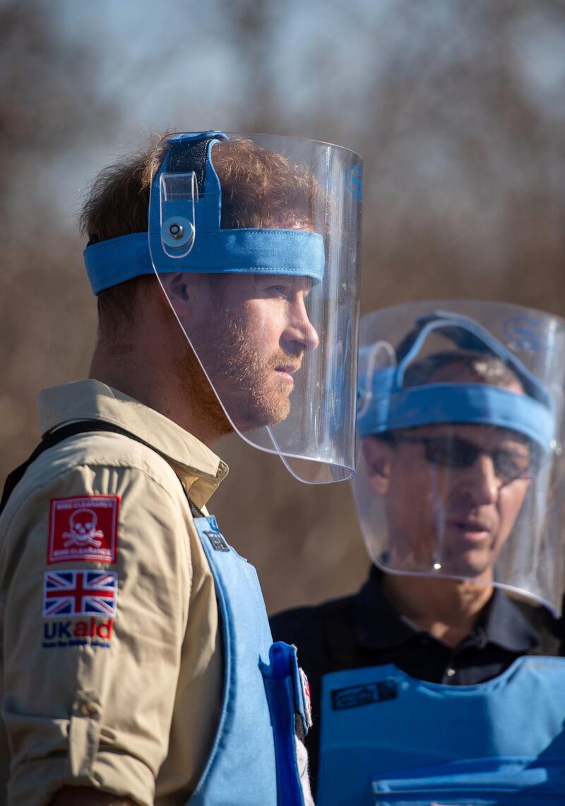 Prince Harry, Duke of Sussex, visits a working de-mining field with the Halo Trust in Angola on September 27, 2019. Reuters