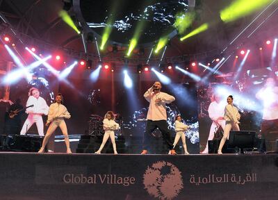 Dubai, March 30, 2018: One Direction's Liam Payne performs at the Global Village in Dubai. Satish Kumar for the National/ Story by Saeed Saeed