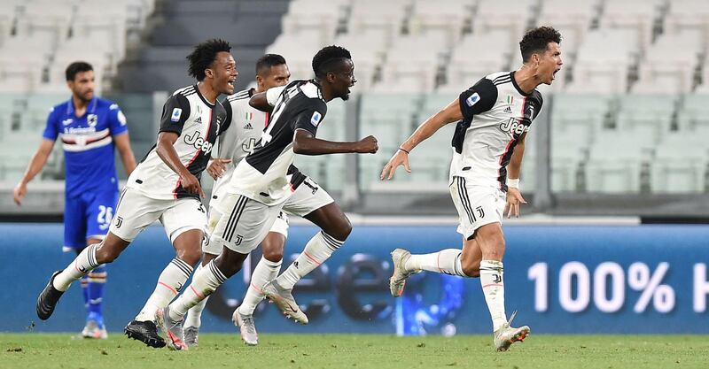 Cristiano Ronaldo after scoring the first goal against Sampdoria. EPA