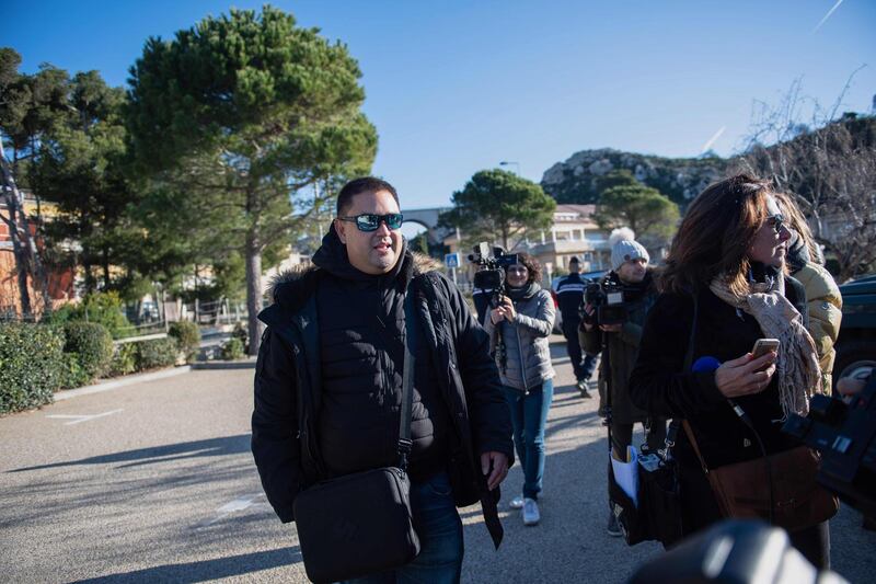 Charles Germain leaves the Vacantiel Holiday Resort in Carry-le-Rouet, near Marseille, southern France on February 14, 2020, where he spent 14 days in quarantine after his repatriation from Wuhan, China. / AFP / CLEMENT MAHOUDEAU
