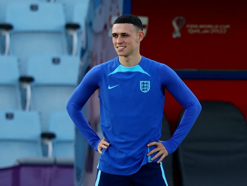 England's Phil Foden during training. Reuters