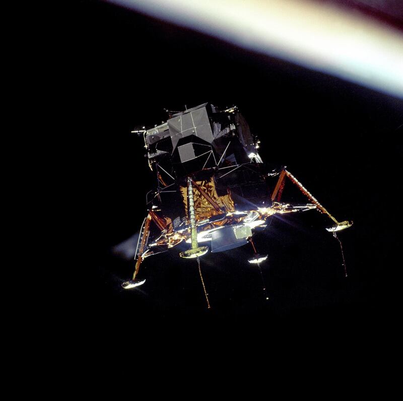 The 'Eagle' lunar landing module in landing configuration in lunar orbit taken by service module 'Columbia' commander Collins. NASA / EPA