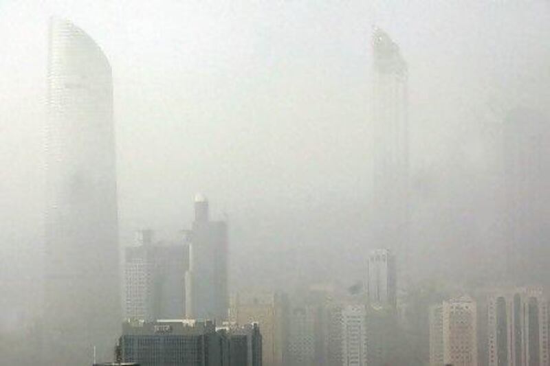 The Abu Dhabi skyline after high winds picked up.