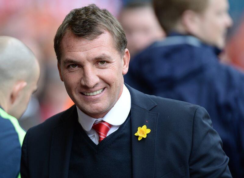 Liverpool FC manager Brendan Rodgers smiles before his team's 4-0 victory over Tottenham Hotspur on Sunday. Peter Powell / EPA / March 30, 2014