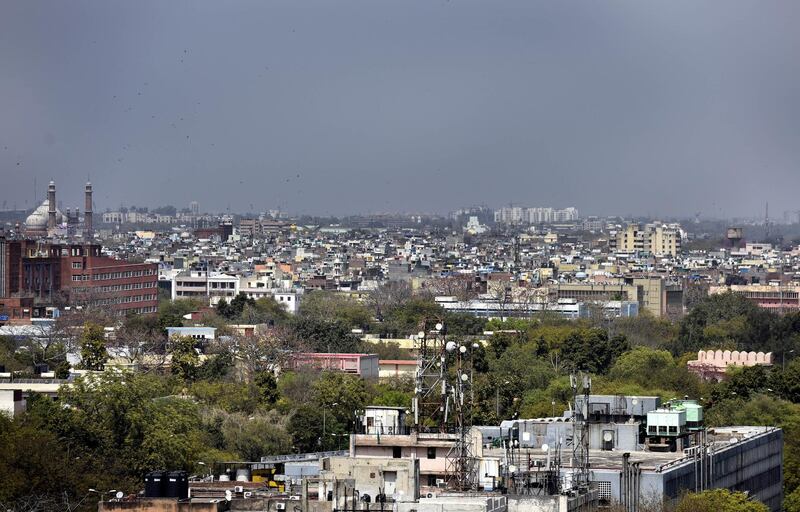 NEW DELHI, INDIA - MARCH 25: A view of the city skyline seen from the Police Headquarters at ITO during the first day of national lockdown imposed by PM Narendra Modi to curb the spread of coronavirus on March 25, 2020 in New Delhi, India. Prime Minister Narendra Modi on Tuesday announced a complete lockdown of the entire country for 21 days in an unprecedented drastic measure to try halt the spread of coronavirus as the number of cases in the country crossed 500. Jama Masjid can be seen at the background. (Photo by Sonu Mehta/Hindustan Times via Getty Images)