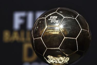 The Ballon d’Or trophy on display ahead of an award ceremony at the Kongresshaus in Zurich. AFP