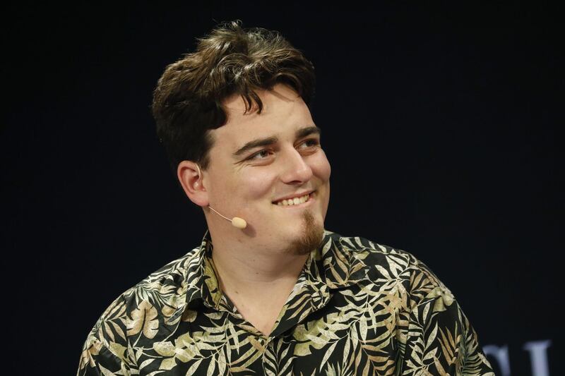Palmer Luckey, co-founder of Oculus VR Inc., smiles during the Wall Street Journal D.Live global technology conference in Laguna Beach, California, U.S., on Monday, Nov. 12, 2018. The WSJ D.Live conference brings together investors, founders, and executives to foster innovation and drive growth within the tech industry. Photographer: Patrick T. Fallon/Bloomberg