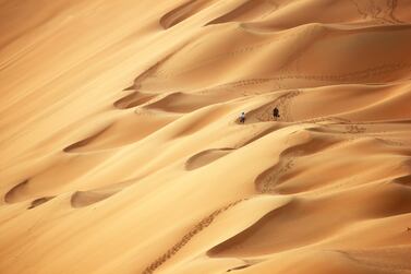 Sand dunes in the empty quarter area, Rub al Khali desert, Abu Dhabi, UAE. (Getty Images) *** Local Caption *** na19ju-reefer-dunes.jpg