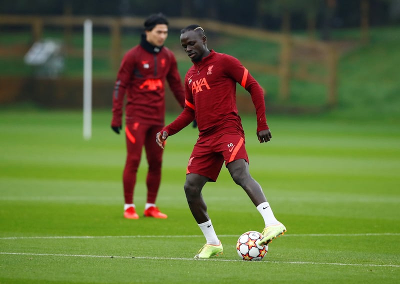 Liverpool's Sadio Mane during training. Reuters