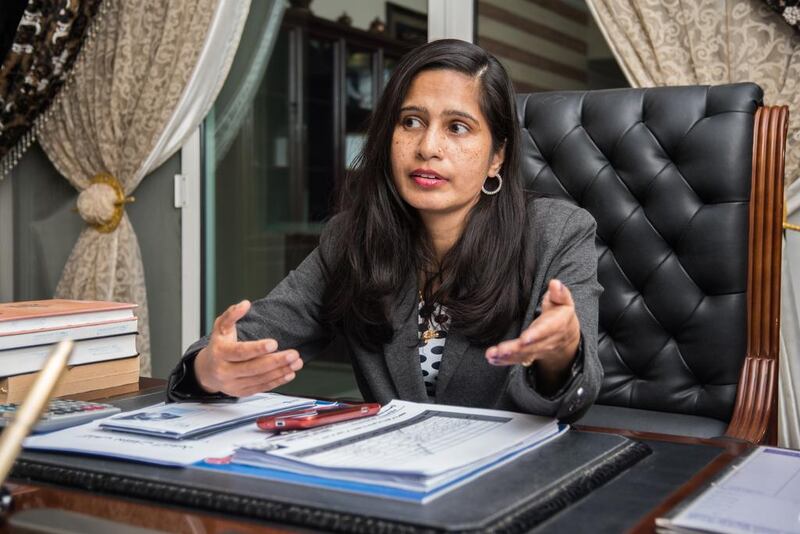 Yamini Rajesh, a legal consultant at Consultants for Advocacy, says several of her clients are unable to pursue civil cases because they are unable to pay court fees. Natheer Halawani for The National