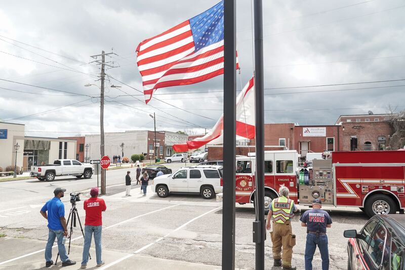 Flags are flown at half-mast in Dadeville. Getty Images