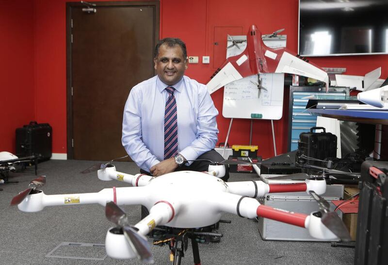 Asam Khan, the chief executive of Exponent Technology Services, says businesses need to understand that there is more to using drones that just buying and flying them around. Jeffrey E Biteng / The National