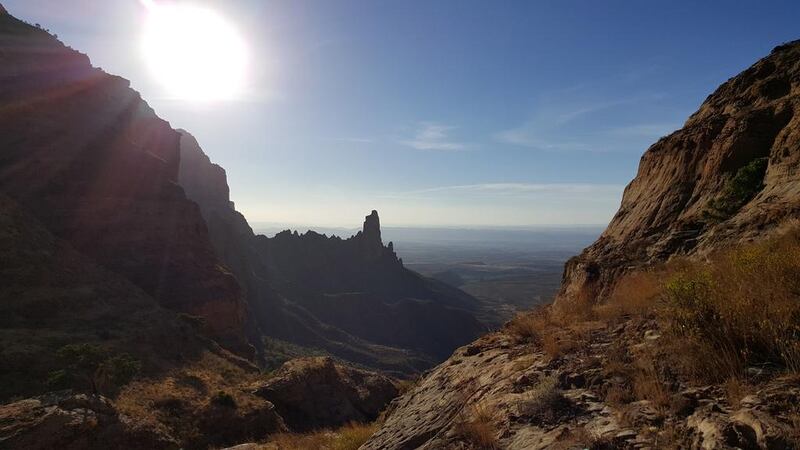 View from high up on the hill in Geralta region of northern Ethiopia on which David Korkor and Mariam Korkor churches are located. Photo by Rob McKenzie