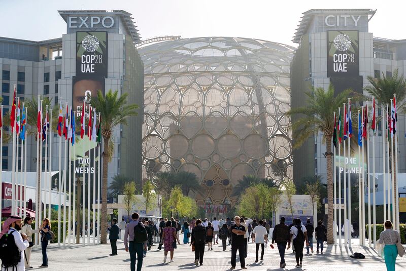 The first day of Cop 28 at Expo City, Dubai. Chris Whiteoak / The National