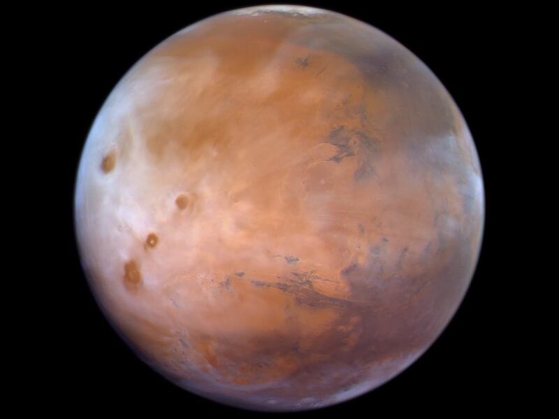 A picture taken by the Hope probe for the spring season in the northern part of Mars. Photo: Dubai Media Office