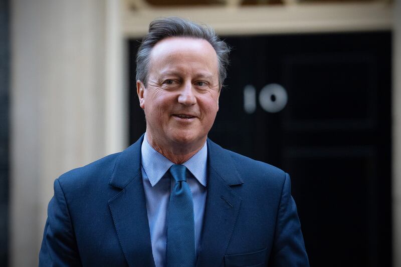 Former British Prime Minister David Cameron outside 10 Downing Street amid a government reshuffle. Reuters