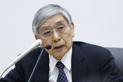 Haruhiko Kuroda, governor of the Bank of Japan, speaks during a news conference in Tokyo, Japan. Bloomberg
