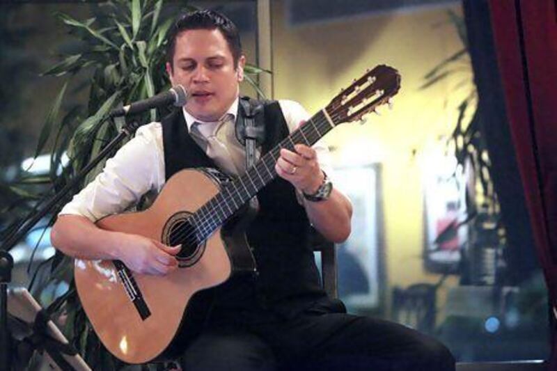 Flamenco singer Richar Ovelar is vital to the lifeline of Sheraton Abu Dhabi Corniche's Spanish tapas restaurant Bravo. Lee Hoagland / The National