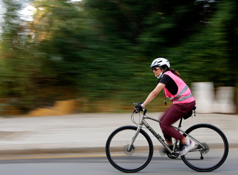 Samar Rahbini, 22, a co-founder of the Brave team, is one of the women who make up a third of the kingdom's cyclists. AP Photo