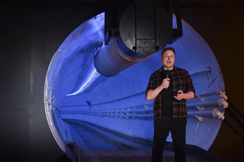 Elon Musk speaks during the unveiling event. Bloomberg