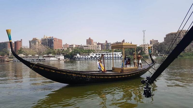 Boat designed by Mohamed Attia, the production designer behind Egypt’s Pharaohs Golden Parade. Courtesy Mohamed Attia