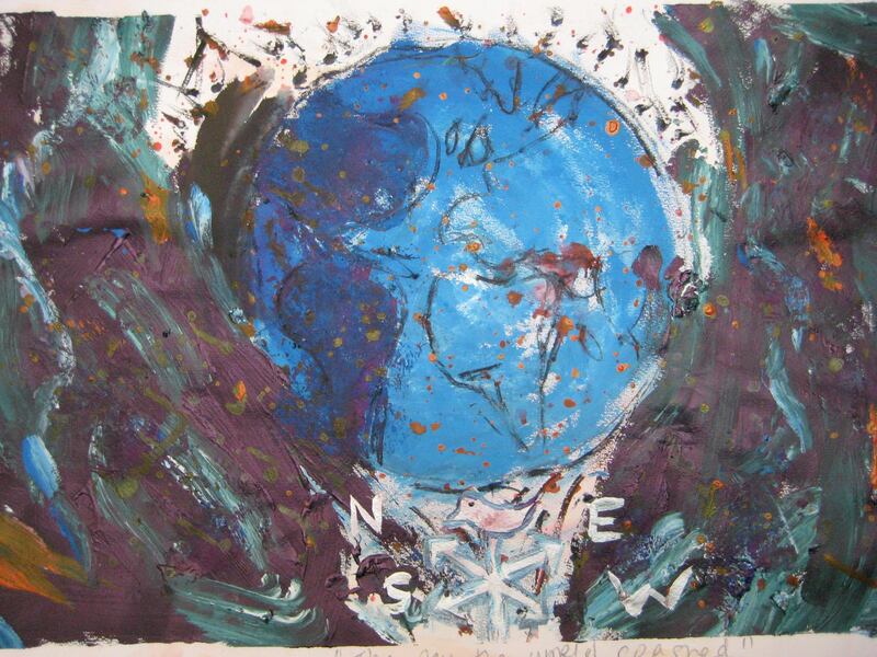 Registered art psychotherapist Hephzibah Kaplan has witnessed a surge of people seeking psycho-emotional support. 'The world is crashing down' is one of the pieces created during an art therapy session this year. Courtesy H. Kaplan, London Art Therapy