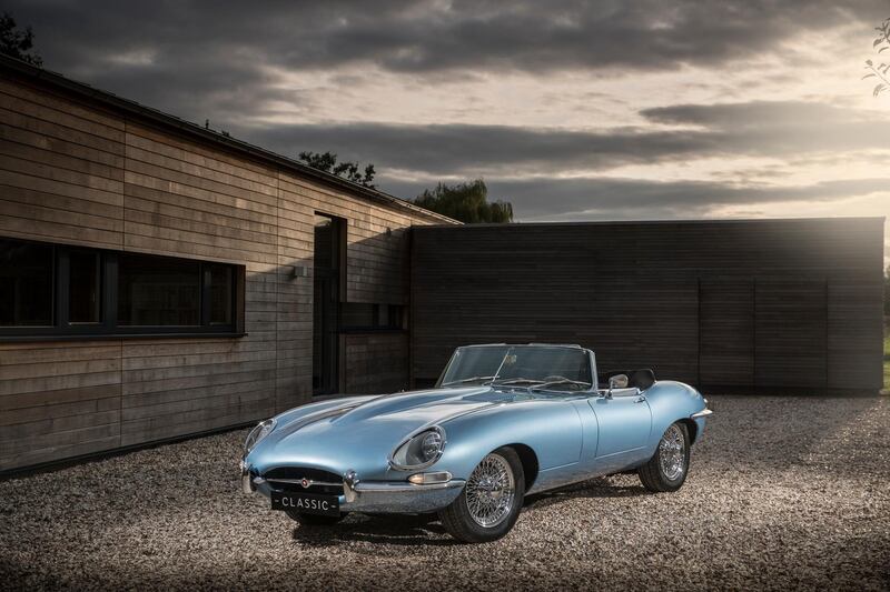 Jaguar E-type Zero, based on 1968 Series 1.5 Jaguar E-type Roadster, and features a cutting-edge electric powertrain enabling 0-62mph in just 5.5 seconds. Courtesy Jaguar Land Rover Classic