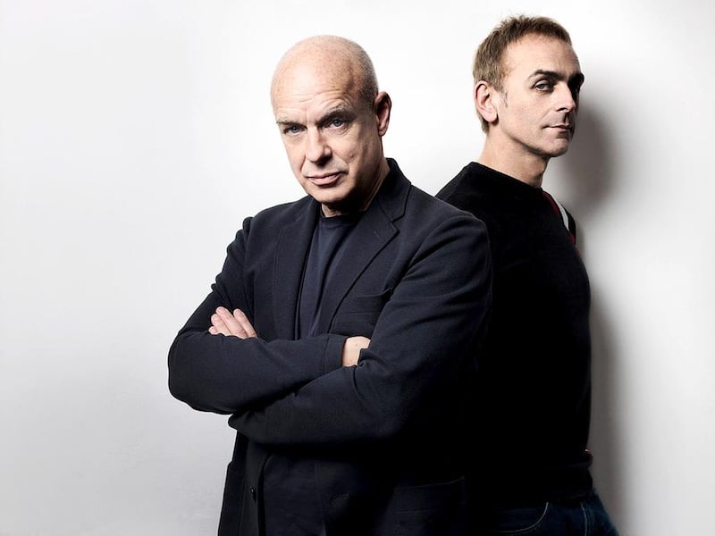 The musicians Brian Eno, left, and Karl Hyde. Courtesy Warp Records

