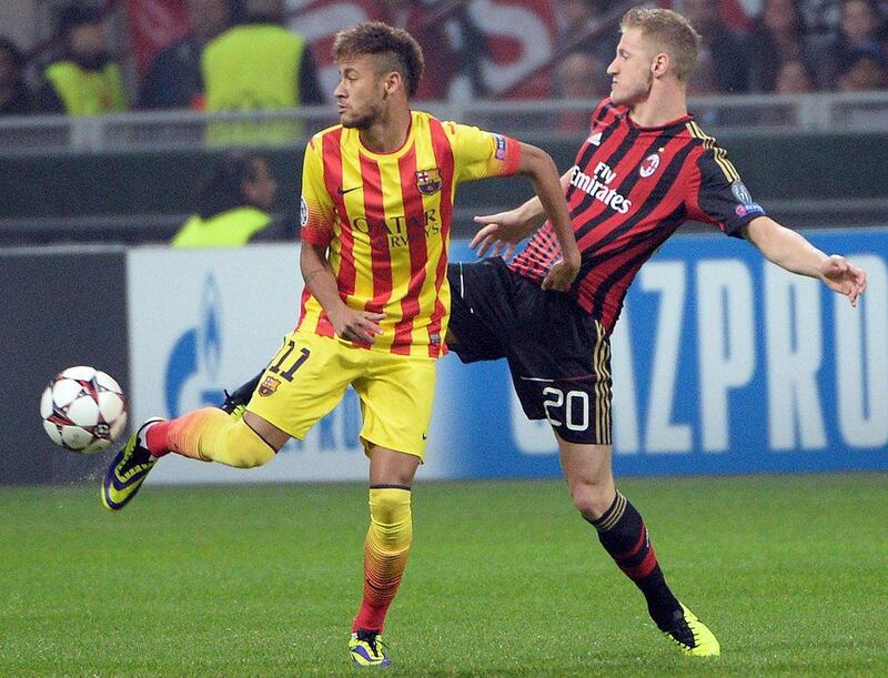 Neymar, left, during Barcelona's 1-1 Champions League draw with AC Milan on Tuesday.