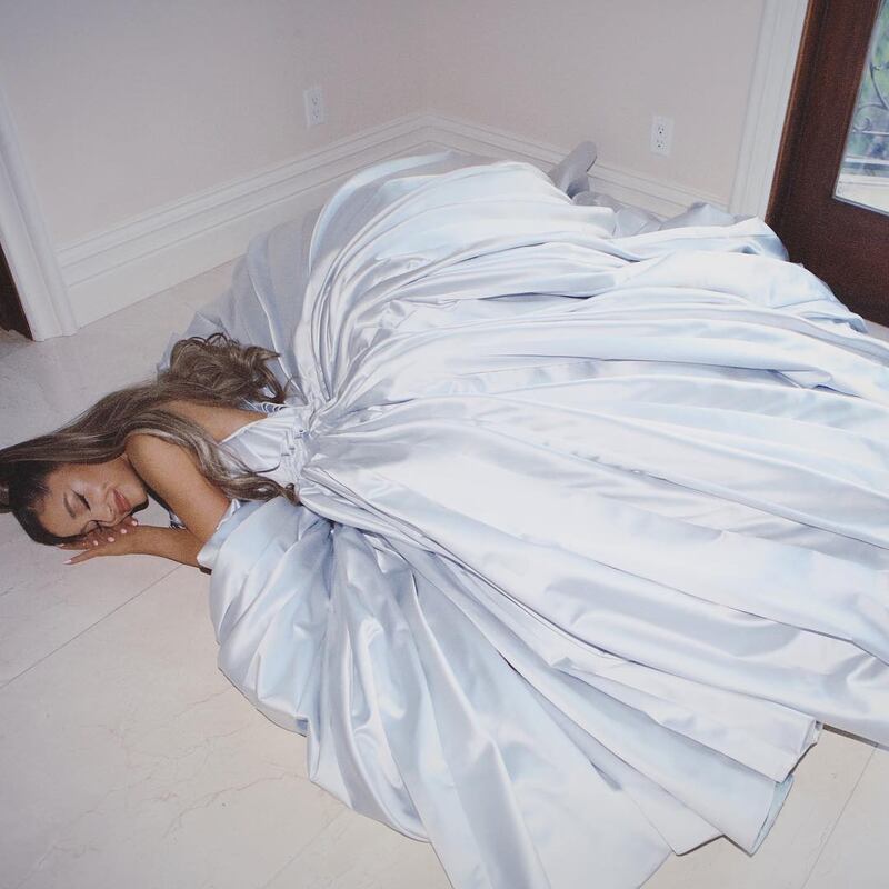 Ariana Grande poses in the custom-made gown she would have worn to the Grammys. Ariana Grande / Instagram