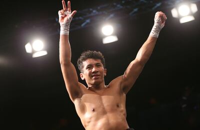 Fahad Al Bloushi of the UAE after winning against Ayubu Tezikoma of Uganda during their super featherweight contest in Dubai in September. EPA