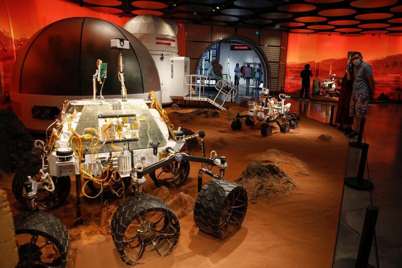 A replica of Mars lander and rovers on display at a shopping mall in Beijing, China.  EPA