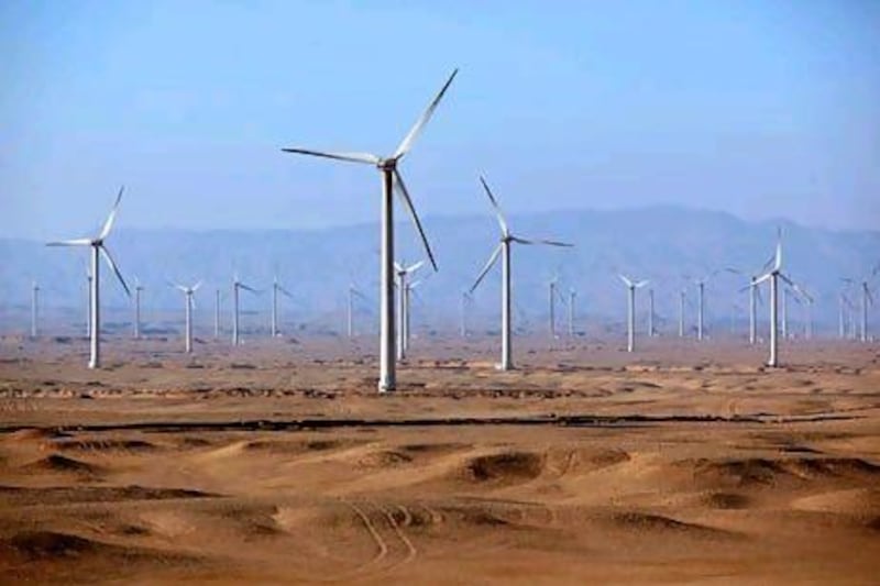 Egypt is trying to shift away from oil and gas to other sources of energy. Above, the Zafarana wind farm near Cairo. Victoria Hazou for The National