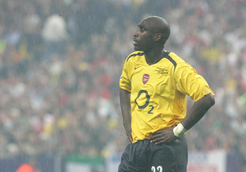 PARIS - MAY 17:  Sol Campbell of Arsenal looks dejected during the UEFA Champions League Final between Arsenal and Barcelona at the Stade de France on May 17, 2006 in Paris, France.  (Photo by Laurence Grifftihs/Getty Images)