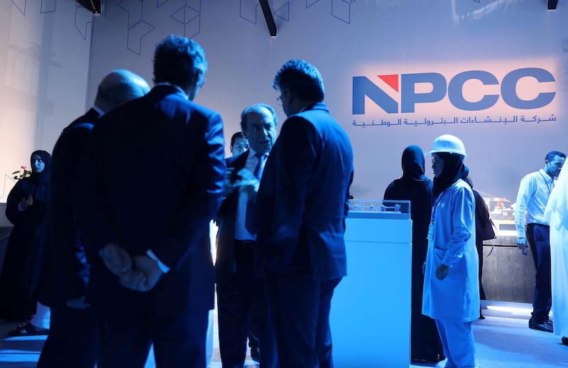 ABU DHABI,  UNITED ARAB EMIRATES , JUNE 26 -2019 :- Guests during the Commemoration of the world’s largest fixed oilfield platforms at the NPCC Campus in Musaffah in Abu Dhabi. ( Pawan Singh / The National ) For Business. Story by Jennifer