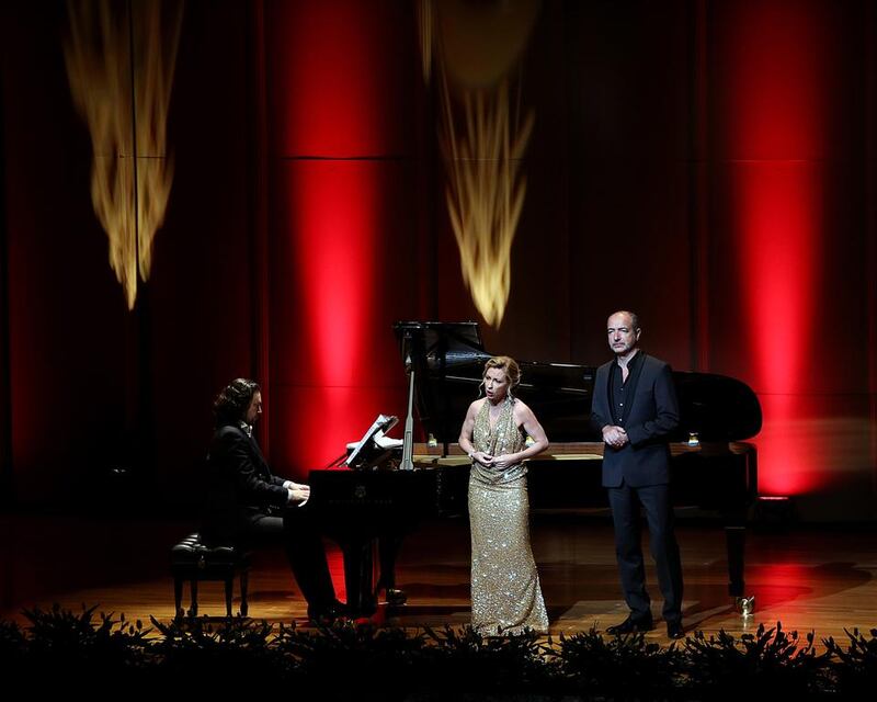 Natalie Dessay and Laurent Naouri perform at Emirates Palace in Abu Dhabi on Sunday. Satish Kumar / The National  