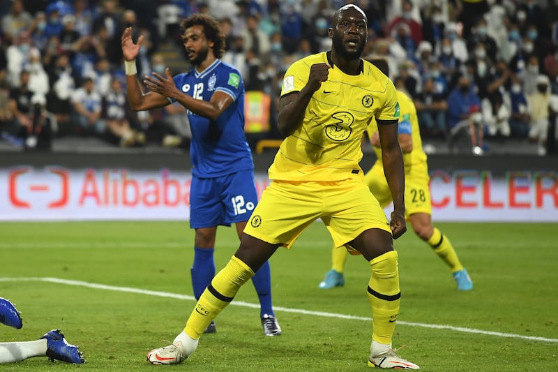 Romelu Lukaku celebrates scoring in the Club World Cup semi-final match in Abu Dhabi. PA