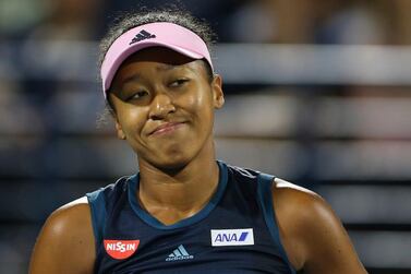 Naomi Osaka, the world No 1, lost to Kristina Mladenovic at the Dubai Duty Free Tennis Championships on Tuesday night. Kamran Jebreili / AP Photo