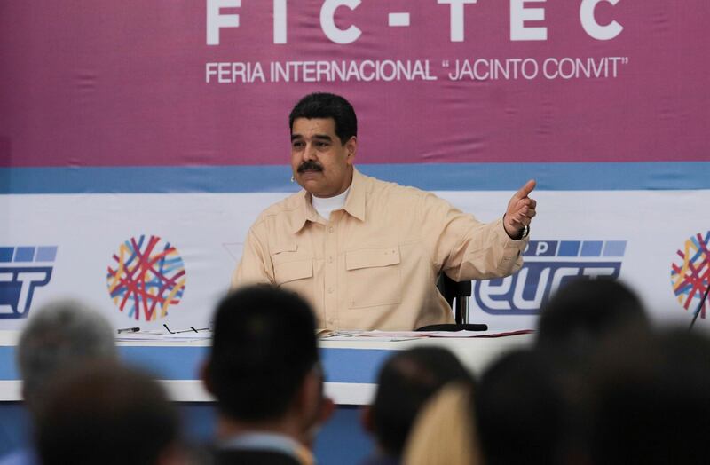 Venezuela's President Nicolas Maduro speaks during his weekly radio and TV broadcast "Los Domingos con Maduro" (The Sundays with Maduro) in Caracas, Venezuela, December 3, 2017. Miraflores Palace/Handout via REUTERS ATTENTION EDITORS - THIS PICTURE WAS PROVIDED BY A THIRD PARTY.