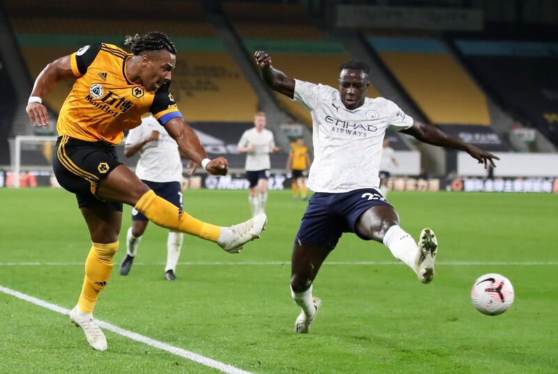 Benjamin Mendy. 6 - Never in any real danger against the ever so dangerous Adama Traore, but he did pick up a first-half booking for holding back the Wolves winger. AP